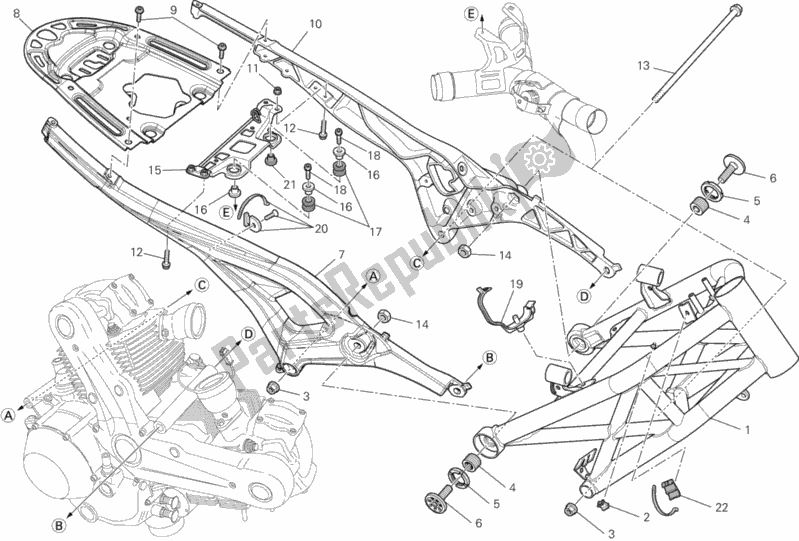 Todas as partes de Quadro, Armação do Ducati Monster 795 ABS 2013